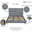 Manhattan Comfort Crosby King-Size Bed with Solid Wood Frame in Gray