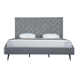 Manhattan Comfort Crosby King-Size Bed with Solid Wood Frame in Gray