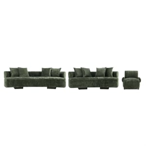3-Piece Verandah 90.6&quot Sofa 112&quot XL Sofa & Accent Chair -Solid Wood Frame -Olive