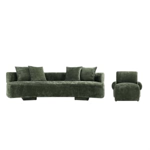 2-Piece Verandah 112&quot XL Sofa & Accent Chair with Solid Wood Frame - Olive Green