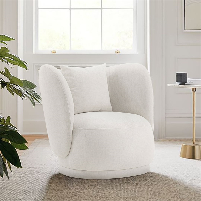 Manhattan Comfort Siri Accent Chair with Solid Wood Frame in Cream