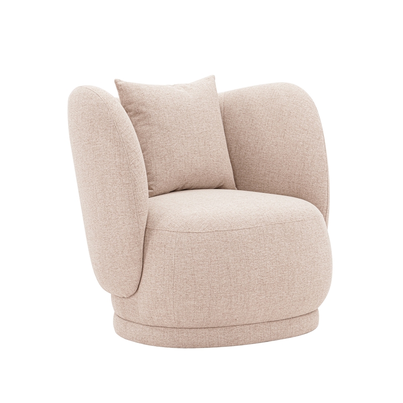 Manhattan Comfort Siri Accent Chair with Solid Wood Frame in Wheat