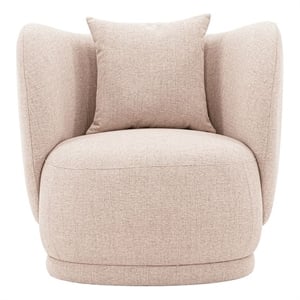 Manhattan Comfort Siri Accent Chair with Solid Wood Frame in Wheat