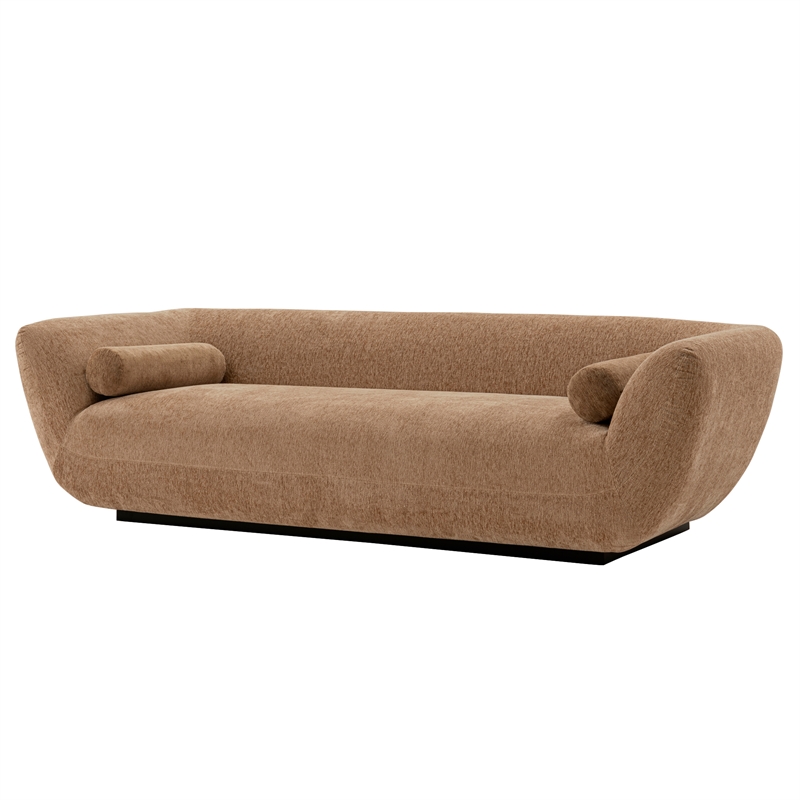 Manhattan Comfort Ulka Sofa with Solid Wood Frame in Light Brown