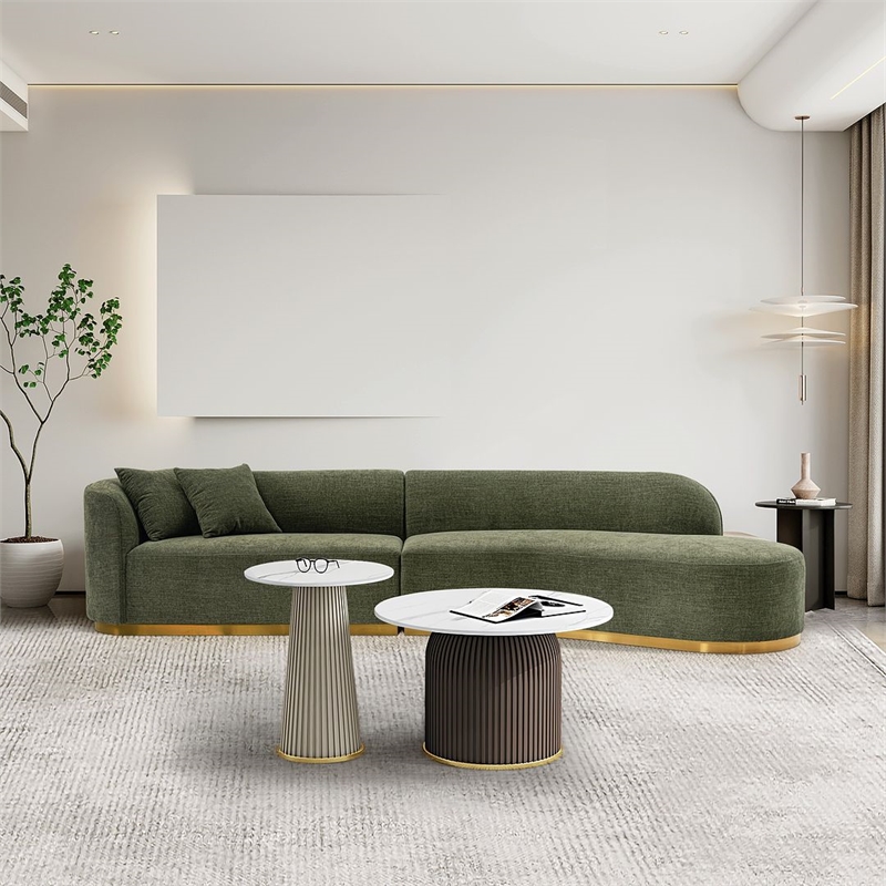 Manhattan Comfort Daria Sofa with Solid Wood Frame in Olive Green