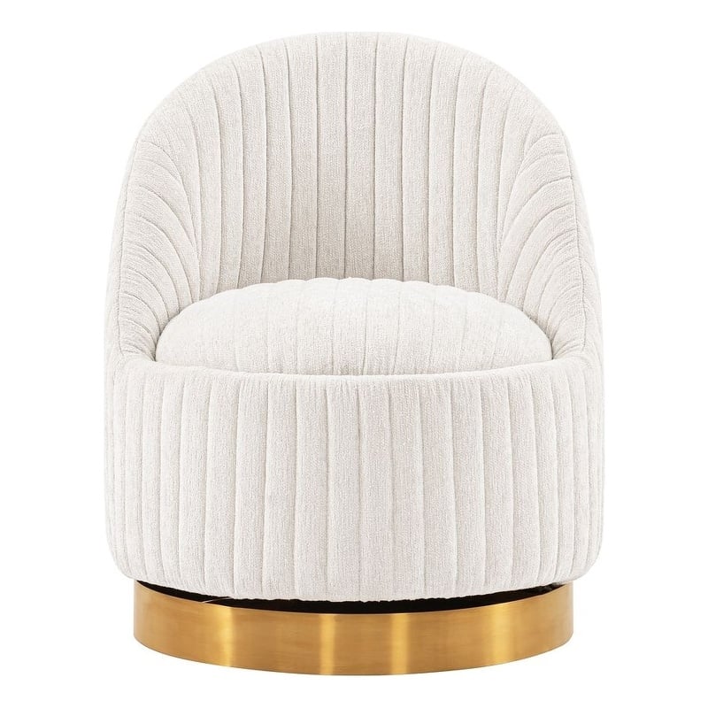 Manhattan Comfort Leela Solid Wood Frame Swivel Accent Chair in Cream