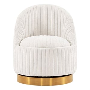 Manhattan Comfort Leela Solid Wood Frame Swivel Accent Chair in Cream