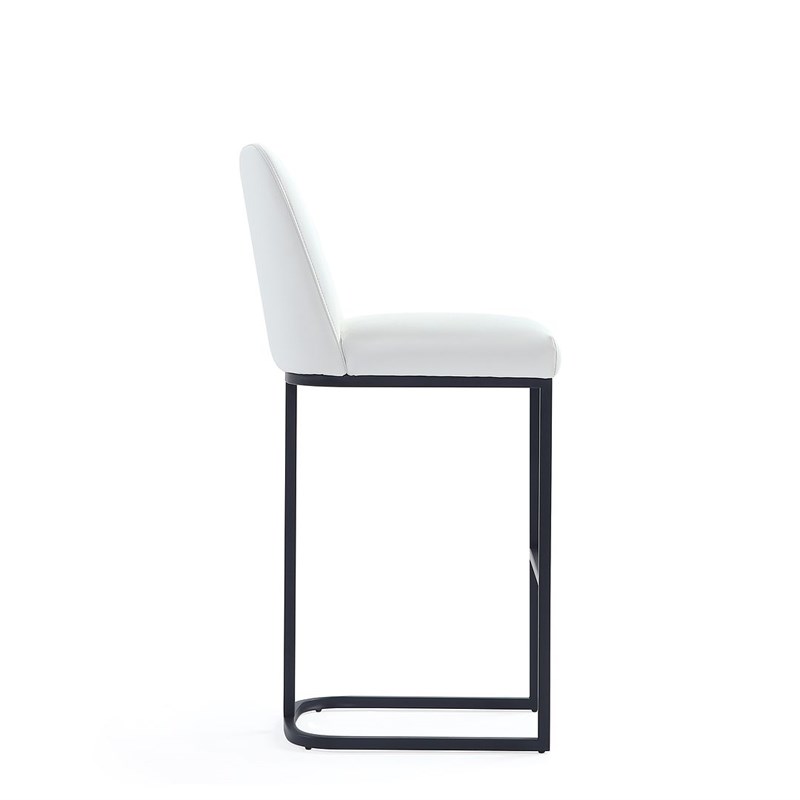 Manhattan Comfort Serena Upholstered Barstool with Steel Base in White