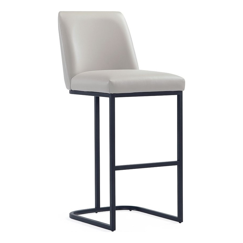 Manhattan Comfort Serena Upholstered Barstool with Steel Base in Light Gray