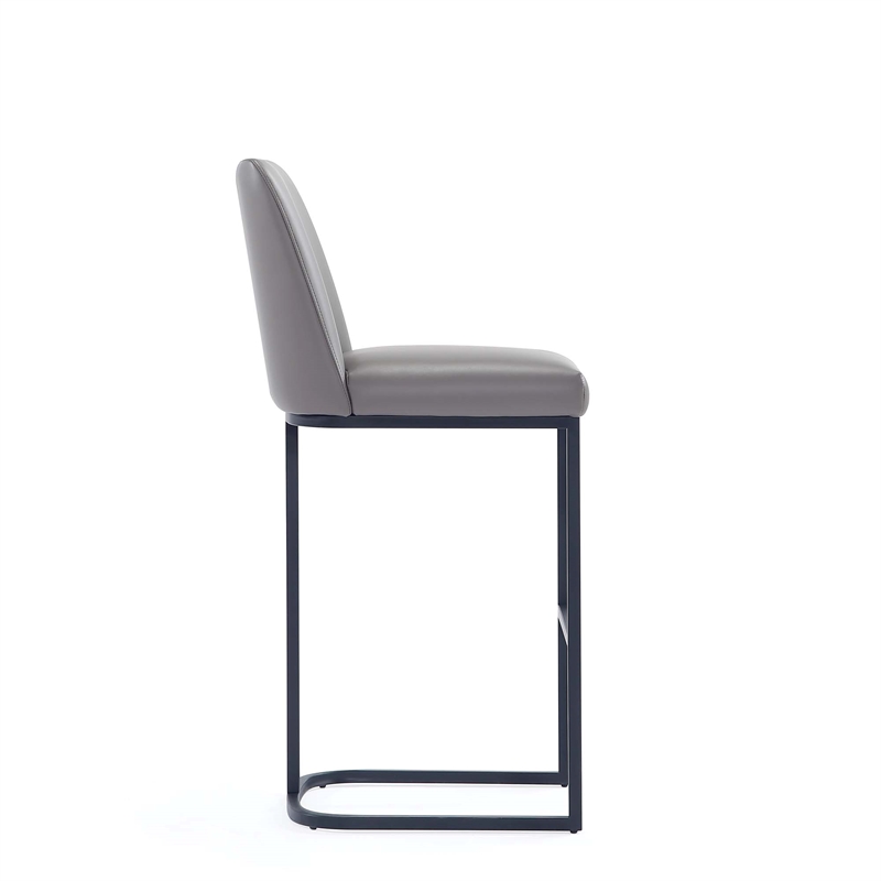 Manhattan Comfort Serena Upholstered Barstool with Steel Base in Gray