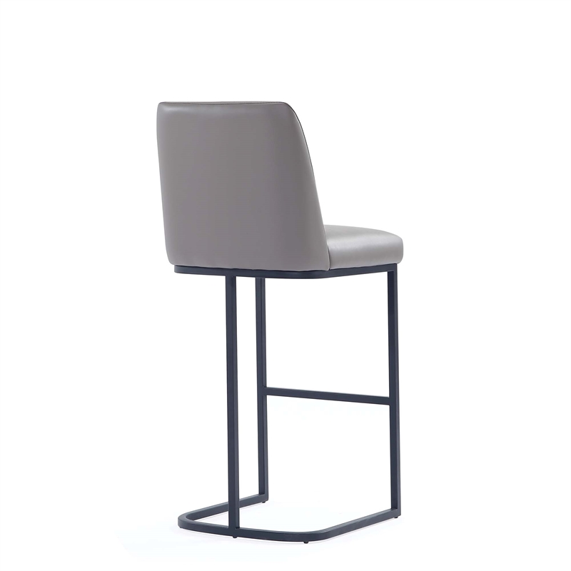 Manhattan Comfort Serena Upholstered Barstool with Steel Base in Gray