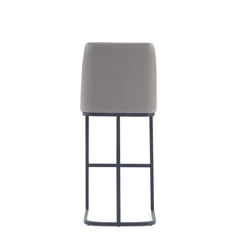 Manhattan Comfort Serena Upholstered Barstool with Steel Base in Gray