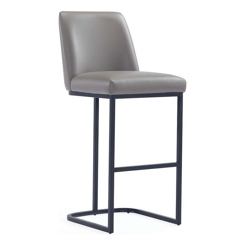 Manhattan Comfort Serena Upholstered Barstool with Steel Base in Gray