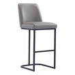 Manhattan Comfort Serena Upholstered Barstool with Steel Base in Gray