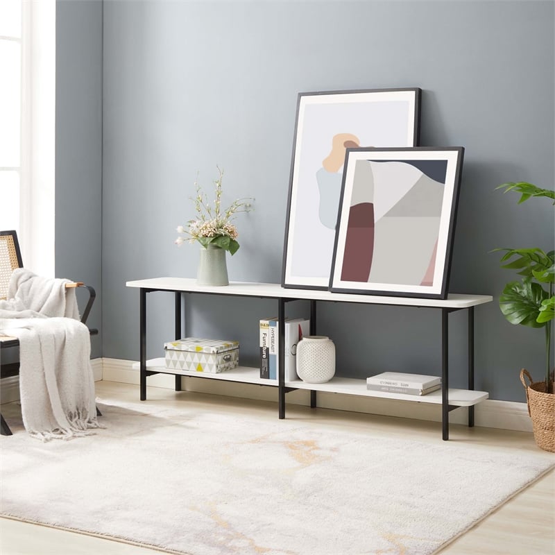 Manhattan Comfort Celine Side Table Console from Engineered Wood in White/Black