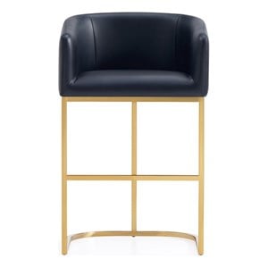 Manhattan Comfort Louvre Upholstered Counter Stool with Steel Base in Black