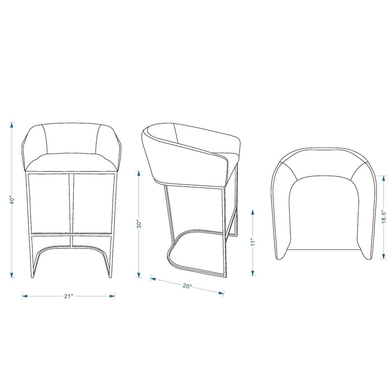 Manhattan Comfort Louvre Upholstered Barstool with Steel Base in Black