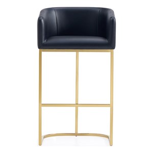 Manhattan Comfort Louvre Upholstered Barstool with Steel Base in Black