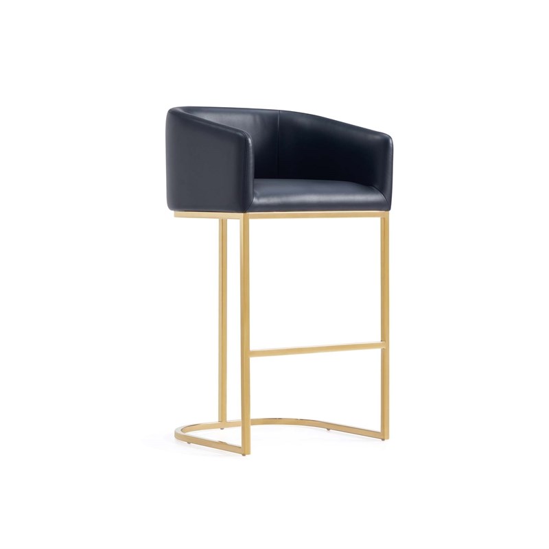 Manhattan Comfort Louvre Upholstered Barstool with Steel Base in Black