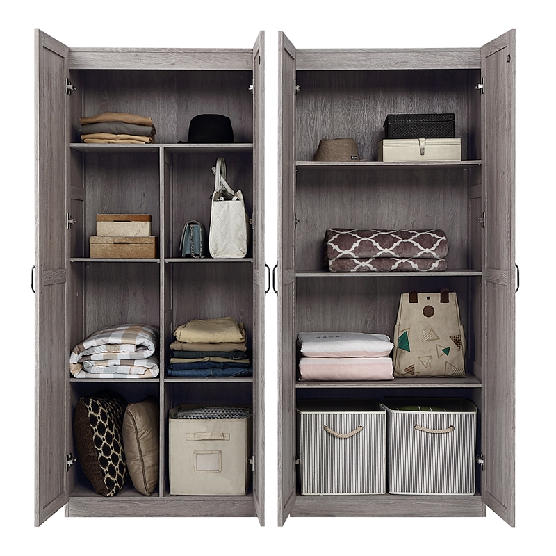 Hopkins Storage Closet 4.0 from Engineered Wood in Gray - Set of 2