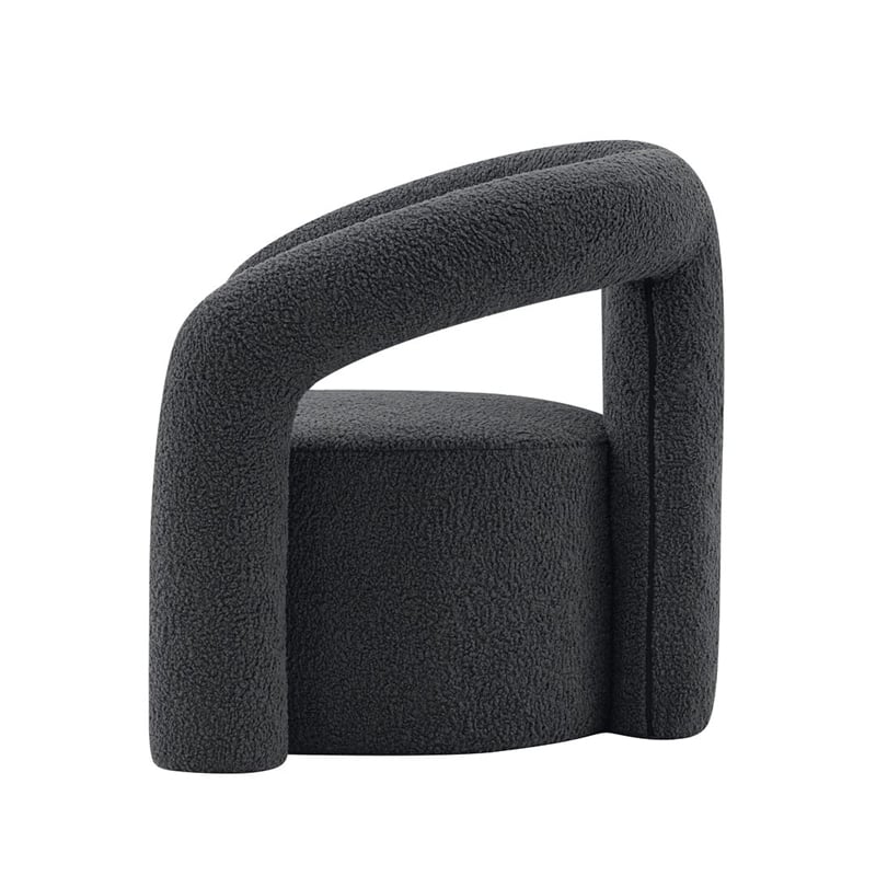 Manhattan Comfort Modern Darian Boucle Accent Chair from Solid Wood in Black