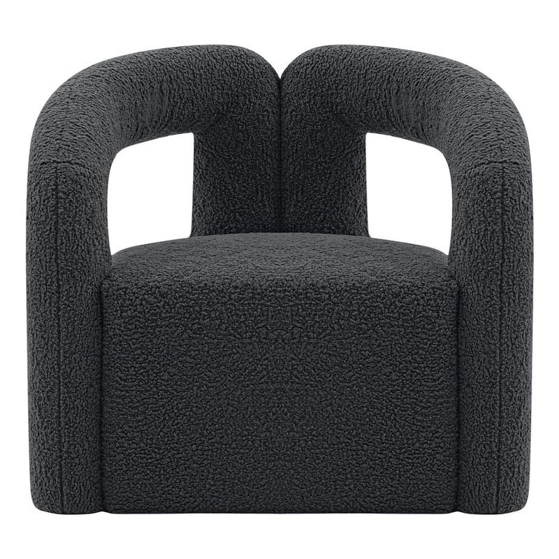 Manhattan Comfort Modern Darian Boucle Accent Chair from Solid Wood in Black