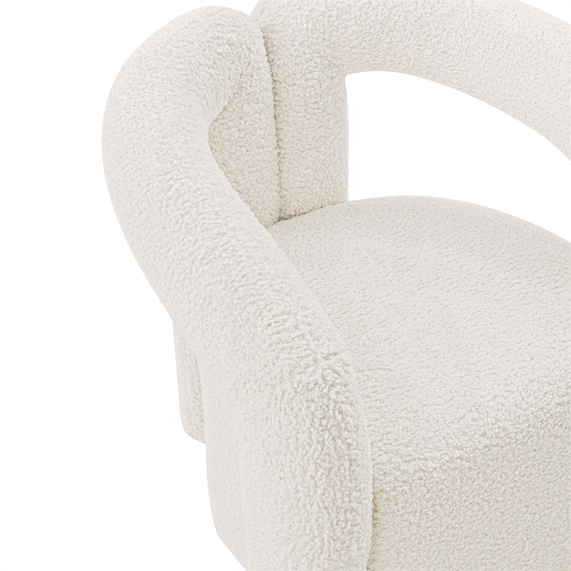 Manhattan Comfort Darian Boucle Accent Chair from Solid Wood in Cream (Set of 2)