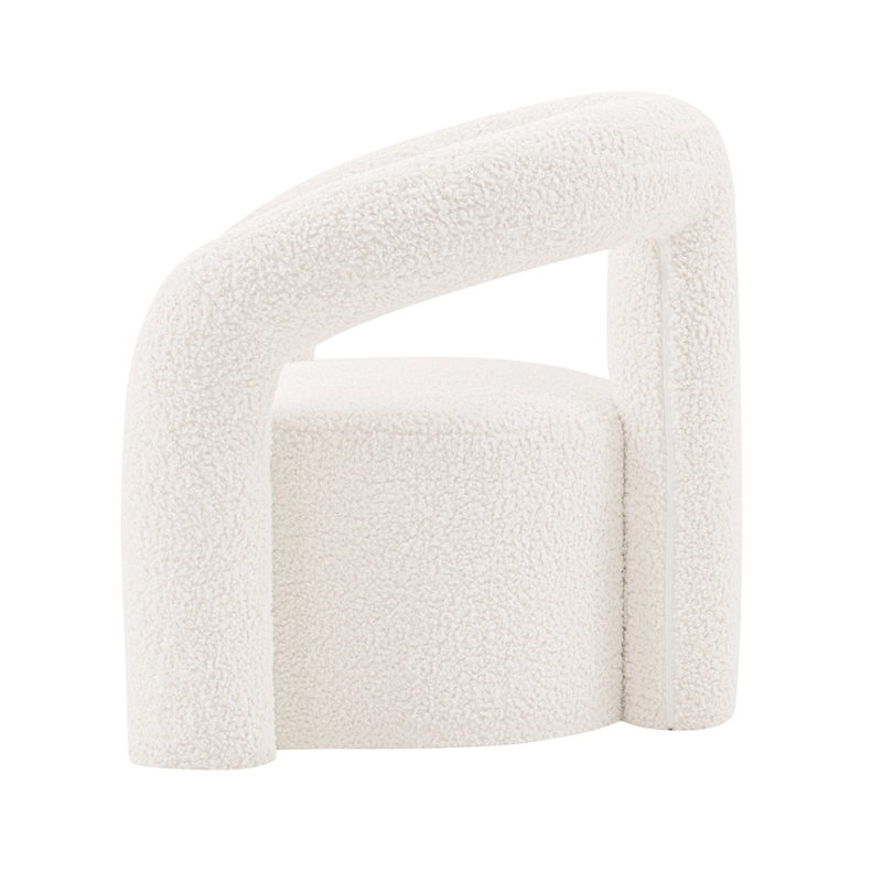 Manhattan Comfort Darian Boucle Accent Chair from Solid Wood in Cream (Set of 2)