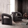 Manhattan Comfort Darian Boucle Accent Chair from Solid Wood in Black (Set of 2)
