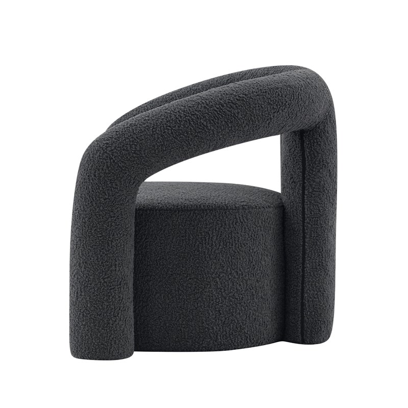 Manhattan Comfort Darian Boucle Accent Chair from Solid Wood in Black (Set of 2)