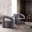 Manhattan Comfort Darian Boucle Accent Chair from Solid Wood in Gray (Set of 2)