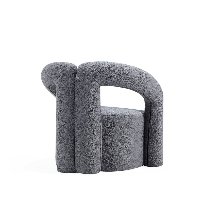 Manhattan Comfort Darian Boucle Accent Chair from Solid Wood in Gray (Set of 2)