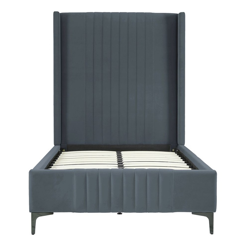 Manhattan Comfort Promenade Twin-Size Bed from Solid Wood in Gray