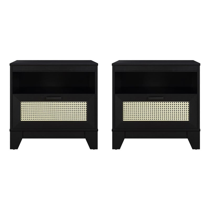 Manhattan Comfort Sheridan Nightstand from Engineered Wood in Black - Set of 2