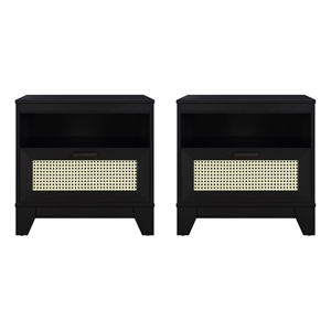 Manhattan Comfort Sheridan Nightstand from Engineered Wood in Black - Set of 2