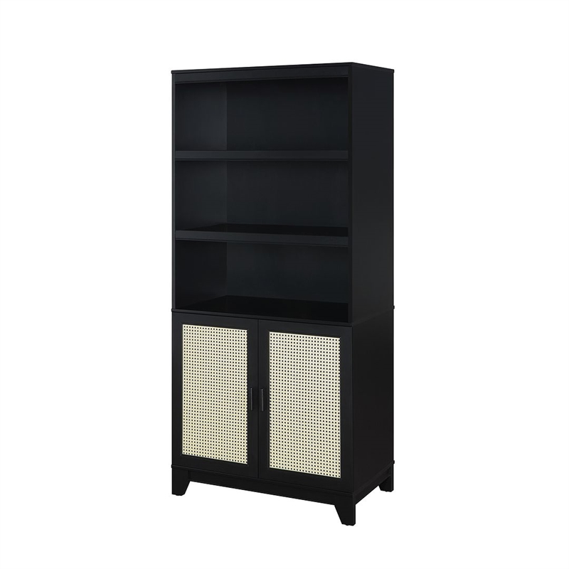 Manhattan Comfort Sheridan Bookcase Cabinet from Engineered Wood in Black