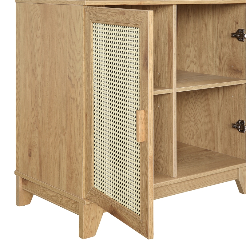 Manhattan Comfort Sheridan Engineered Wood Bookcase Cabinet in Natural Set of 2