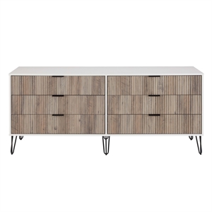 DUMBO 6-Drawer Double Low Dresser from Engineered Wood in Multi-Color