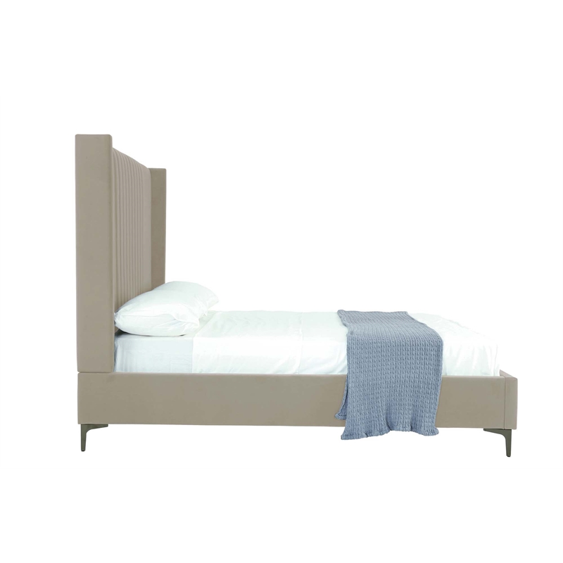 Manhattan Comfort Promenade Full-Size Bed made from Solid Wood in Rustic Taupe