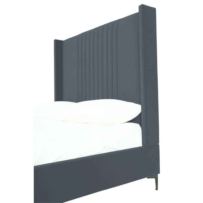 Manhattan Comfort Promenade Full-Size Bed made from Solid Wood in Gray