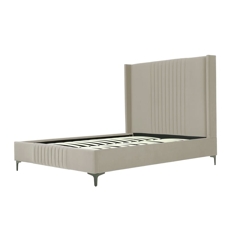 Manhattan Comfort Promenade Queen-Size Bed made from Solid Wood in Rustic Taupe