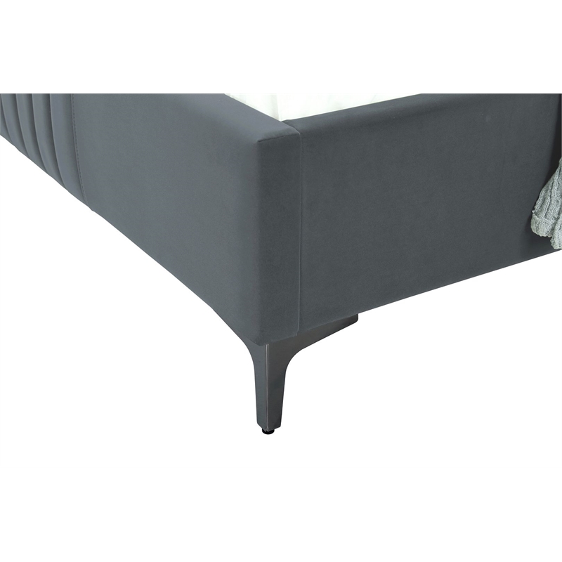 Manhattan Comfort Promenade Queen-Size Bed made from Solid Wood in Gray