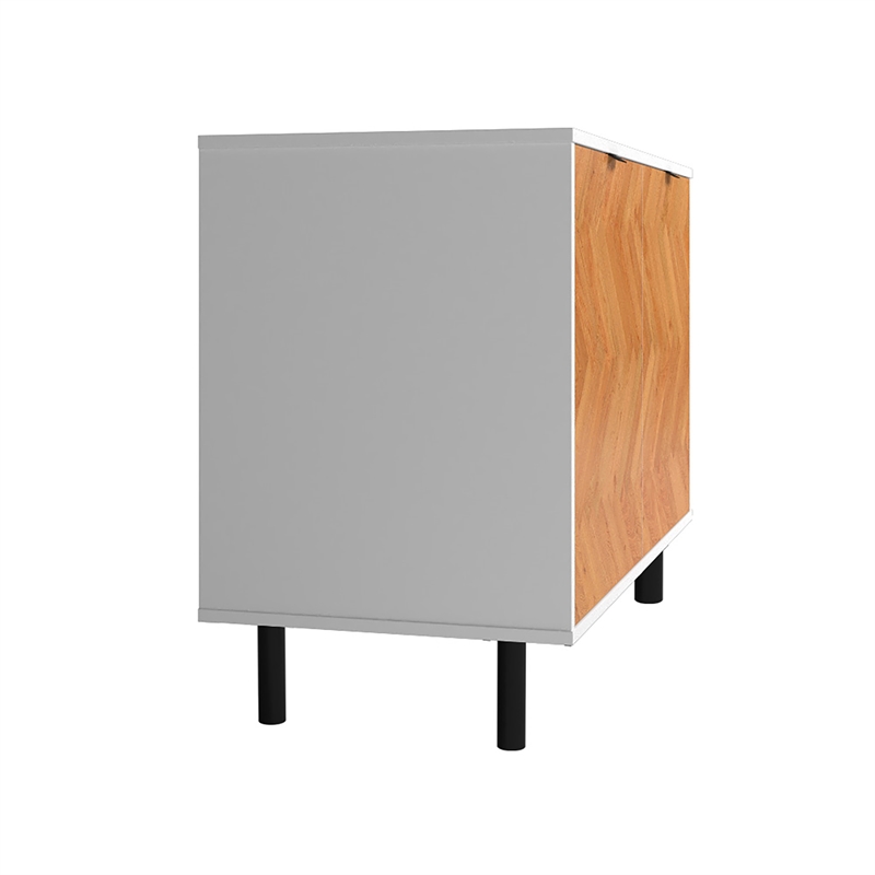 Manhattan Comfort Liam Accent Cabinet from Engineered Wood in White and Wood