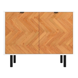 Manhattan Comfort Liam Accent Cabinet from Engineered Wood in White and Wood
