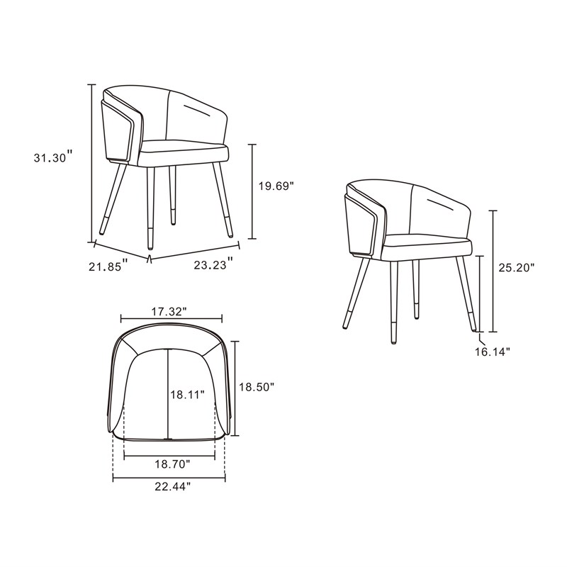 Reeva Dining Chair from Engineered Wood in Walnut and Cream- Set of 2