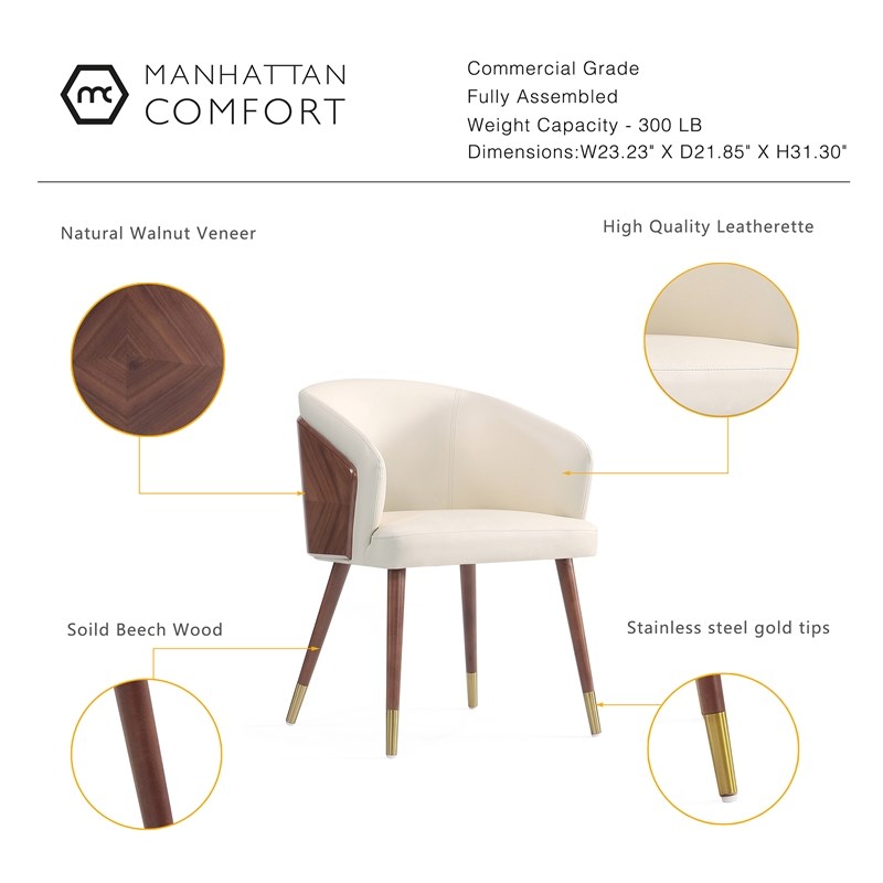 Reeva Dining Chair from Engineered Wood in Walnut and Cream- Set of 2