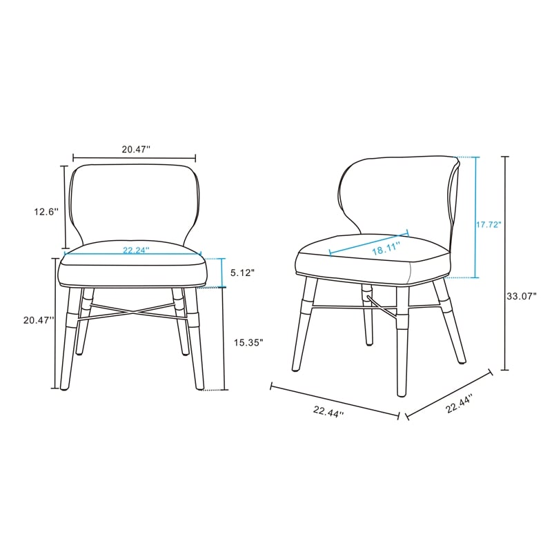 Strine Dining Chair in Dark Taupe - Set of 2