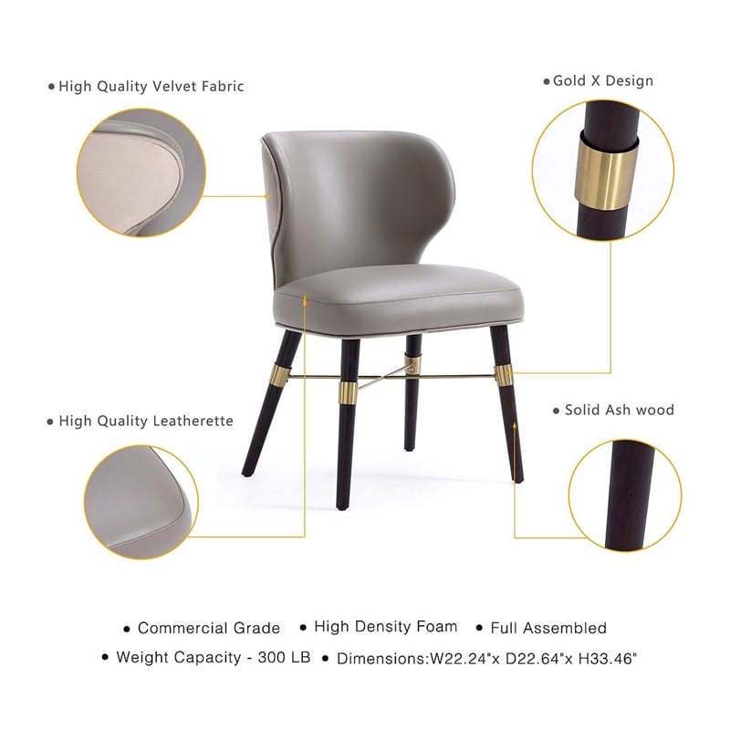 Strine Dining Chair in Dark Taupe - Set of 2