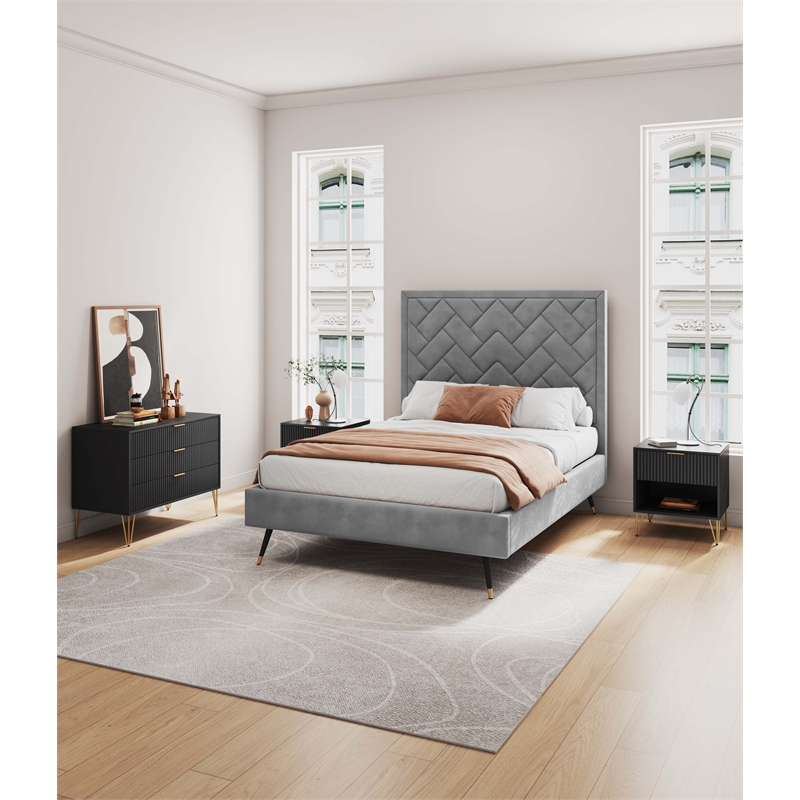 2-Piece DUMBO Standard 3-Drawer Dresser and DUMBO 1.0 Nightstand in Black