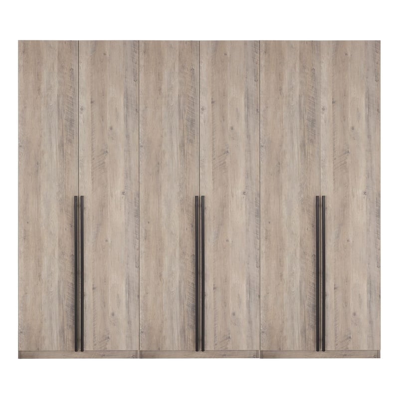 Lee 3-Piece Module Wardrobe Closet from Engineered Wood in Rustic Gray